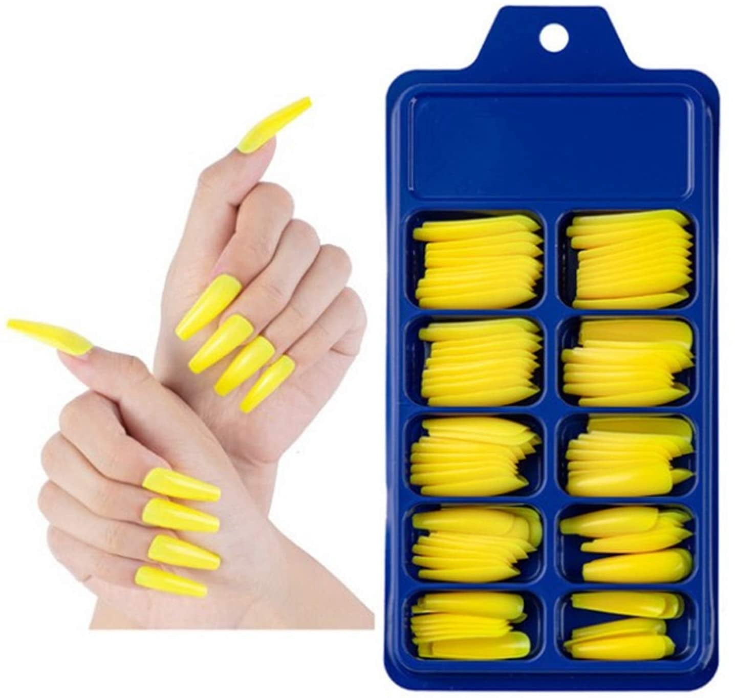 Colored Nail Tips for Acrylic Nails Coffin, Full Cover Coffin False