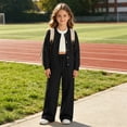 thumbnail image 6 of Girls Solid Wide Leg Sweatpants, Elastic Drawstring High Waist Loose Long Casual Trousers with Side Pockets, Soft Knit Pants for Big Kids School Daily Wear(Black,13-14 Years), 6 of 6