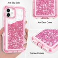 thumbnail image 4 of iPhone 14Plus Case 6.7 Inch ，Sparkle Floating Liquid Quicksand Bling Sequin Glitter 3 in 1 Shockproof Hard PC Bumper Durable Full Body Protective Girls Women, 4 of 6