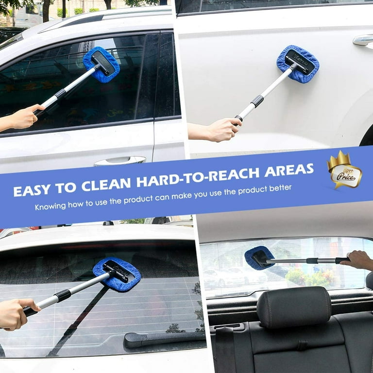Car Windshield Cleaner Brush Window Glass Washer Wiper Telescopic Handle  Soft Towel Brush Anti-fog Car Home Care Cleaning Tool