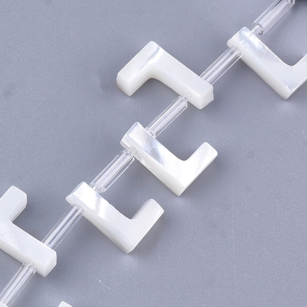 50 pc Natural Sea Shell Beads White Shell Mother of Pearl Shell Top Drilled Beads Letter.L 10x2.5~11.5x3mm Hole: 0.8mm