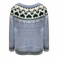 thumbnail image 4 of Isle Sweater Top Soft Warm Cozy Cropped Sweater Oversized Dressy Tops Long Sleeve Boho Pattern Pullover Lightweight Knit Crew Neck Cable Knit Merino Wool Seamless Sweater Light Blue 5XL, 4 of 5