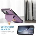 thumbnail image 6 of Wallet Case Apply to iPhone 13,Luxury PU Leather Card Package with Metal Buckle Long Shoulder Strap Stand Function Hard PC Bumper Shockproof Protector (iPhone 13, Purple), 6 of 8