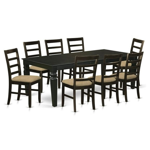 Atlin Designs 9-piece Wood Dining Set with Linen Chairs in Black