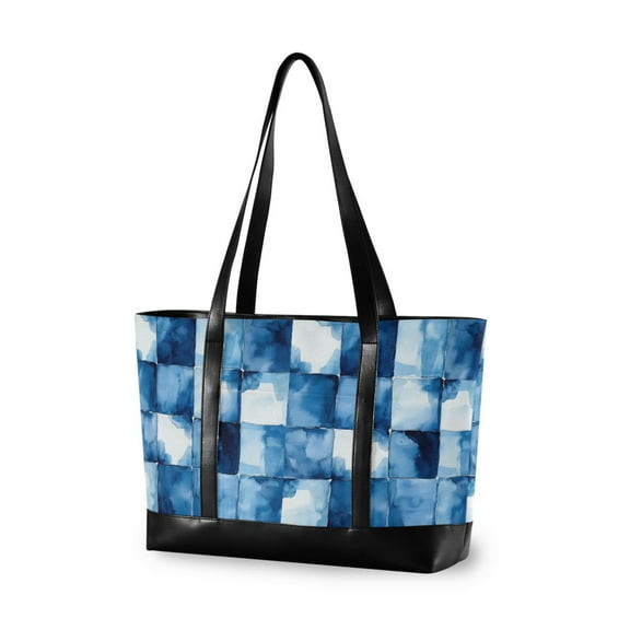 FORMRS Laptop Tote Bag for Women with 15.6" Computer Compartments Handbag, Blue Pattern