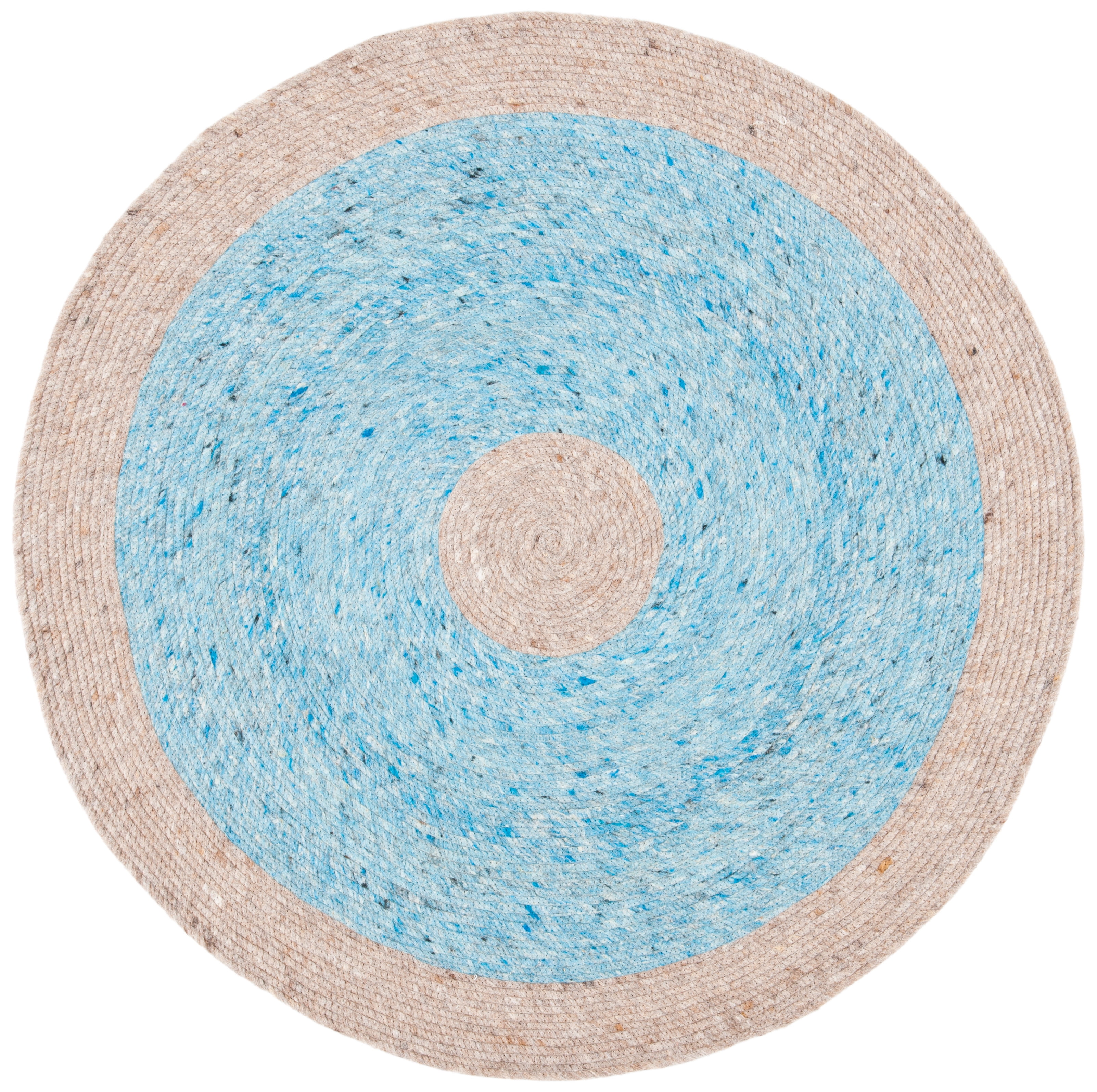 SAFAVIEH Braided Simon Bordered Reversible Area Rug, Blue/Beige, 5' x 5' Round