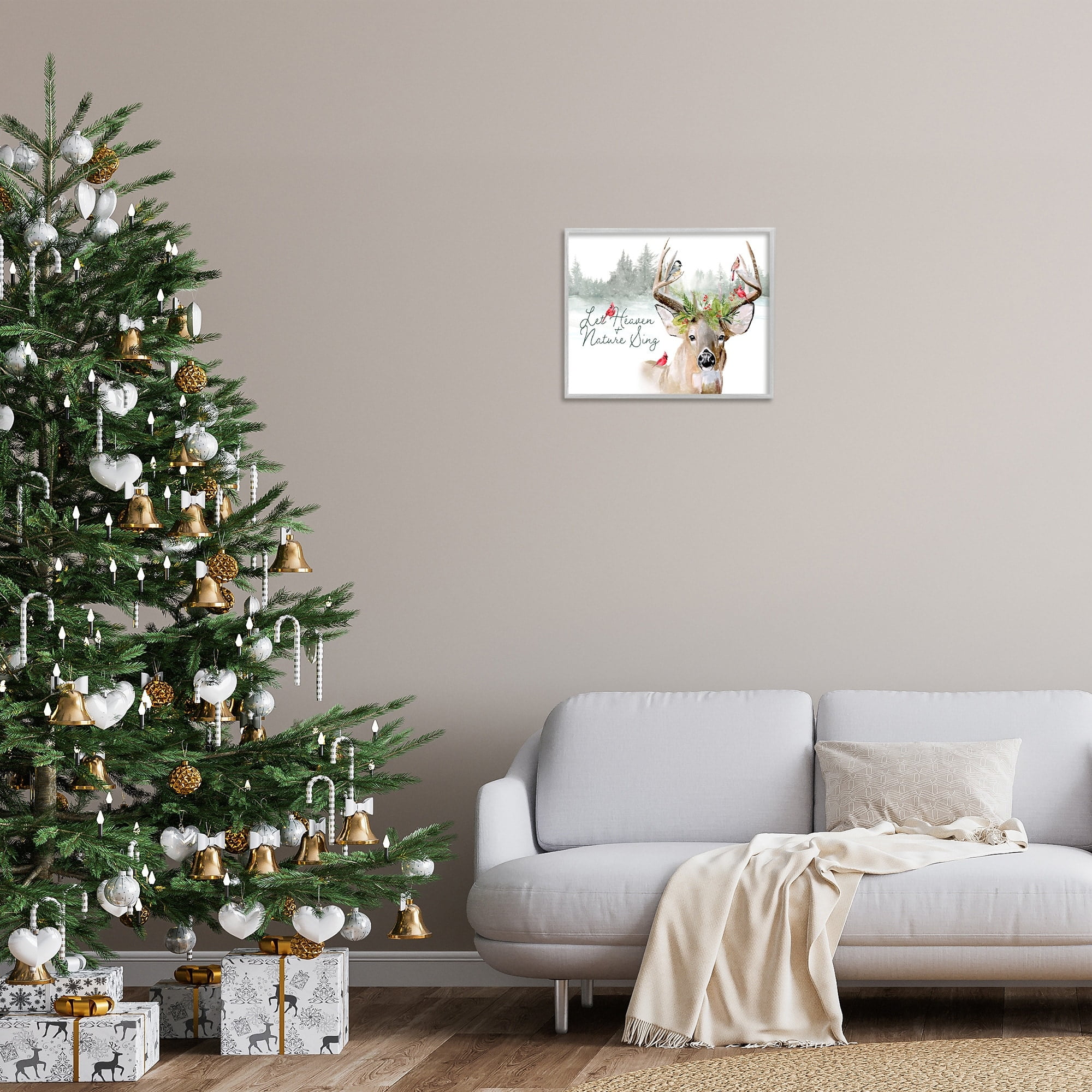 Motivational Winter Quote Red Cardinals Perched Antlers Animals & Insects Graphic Art Framed Art Print Wall Art