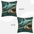 thumbnail image 3 of Fotbe Abstract Geometric Shark Pattern Velvet Decorative Throw Pillow Covers with Elegant Piping, Soft Plush Cushion Cover for Sofa, Bed, Car, Office-18"x18", 3 of 8