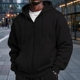 thumbnail image 7 of Full Zip Fleece Hoodie for Men Oversized Long Sleeve Pocket Loose Fit Streetwear Athletic Zip Up Sweatshirt Black 3XL, 7 of 7