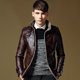 thumbnail image 3 of Chaqueta de cuero PU con cuello de piel gruesa de terciopelo sólido para hombre de otoño e invierno, chaqueta de cuero de talla grande, abrigo de motocicleta, ropa de motorista para hombre, 3 of 5