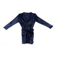thumbnail image 4 of Men Bath Robe Kimono Fleece Bathrobe Nightgown Spa Sleepwear Black M, 4 of 5
