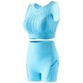 thumbnail image 3 of BLTIBY Workout Sets for Women 2 Piece Running Gym Outfits Breathable Summer High Waisted Biker Shorts with Yoga Sports Tank Top Light Blue Free Size, 3 of 4
