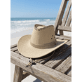 thumbnail image 4 of QSAWXQZ Men's Vintage Straw Cowboy Hat Wide Brim Sun Protection with Chin Strap Breathable Beach Ranch Cap M, 4 of 9