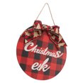 thumbnail image 4 of Christmas Welcome Door Sign, Poplar Red Black Check Pattern Fine Texture Christmas Door Hanging Sign  For Front Porch Decor, 4 of 8