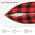 thumbnail image 5 of Kll Buffalo Plaid Red Black Decorative Throw Pillow Covers Velvet Soft For Couch Sofa Bedroom Living Room Outdoor -18"X18", 5 of 8