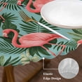 thumbnail image 4 of Pink Flamingos Tropical Leaves Fitted Round Tablecloths Table Covers 36"-44",Waterproof Table Cloth for Kitchen Holiday Party Tables Decor, 4 of 9