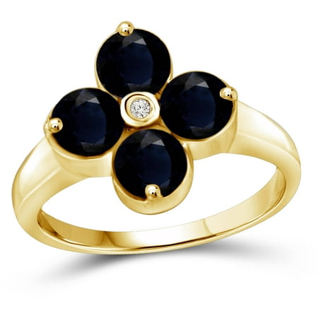 JewelersClub 3.44 Carat T.G.W. Sapphire Gemstone and White Diamond Accent Gold over Sterling Silver Ring