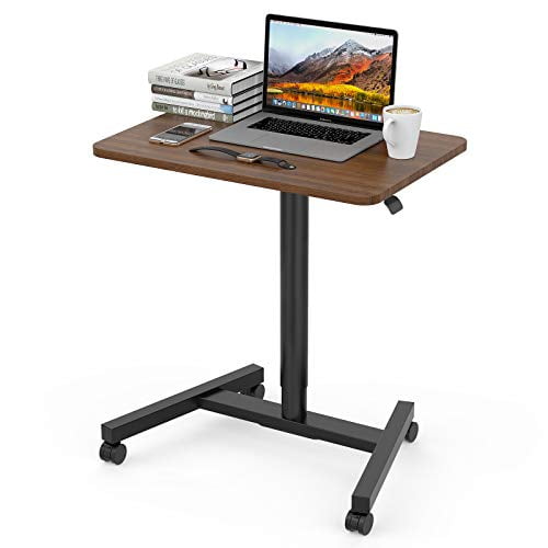 28 Inch Height Adjustable Laptop Sit to Stand Desk with Wheels, Adjustable Rolling Standing Laptop Mobile Desk Cart Coffee Table