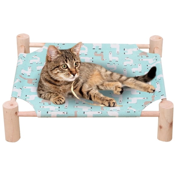 Chat Hamac en Bois Lavable Chaton Lit Surélevé Lit de Salon pour Chat