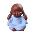 thumbnail image 2 of Tongina 4xMini Desk Decor Buddha Statue Monk Figurine Bonsai Blue 4 Pcs, 2 of 8