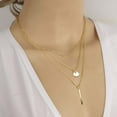 thumbnail image 4 of harmtty Women 3 Layer Bar Round Pendant Long Chain Necklace Party Jewelry Gift,Golden, 4 of 8