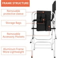 thumbnail image 3 of 30" Tall Directors Chair Black Folding with Side Table Storage Bag,Portable Makeup Artist Bar Height, Aluminum Frame 300 lbs Capacity, 19.2" D x 23.6" W x 45.6" H, 3 of 17