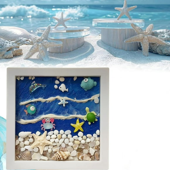 Riforla Sea Glass Art Kit Sea Glass Art Kits for Adults 2024 New Resin Sea Glass Art Kit Sea Glass Art & Craft Kit DIY Resin Beach Art Kit Sea Glass Art Photo Frame Desk Windows Blue