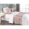 thumbnail image 2 of Flamingo Bed Runner Set, Wild Nature Themed Linear Palm Leaves Tropical Background With Exotic Bird Art, Decorative Bedding Scarf & a Pillow Sham for Hotels Homes, Twin, Salmon White, by Ambesonne, 2 of 3