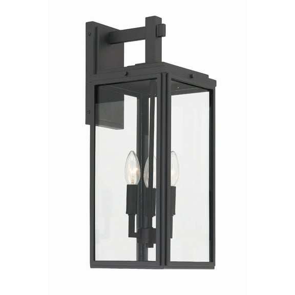 Crystorama Byron 3 Light Matte Black Outdoor Wall Mount - 7.5"W x 19.75"H x 9"D