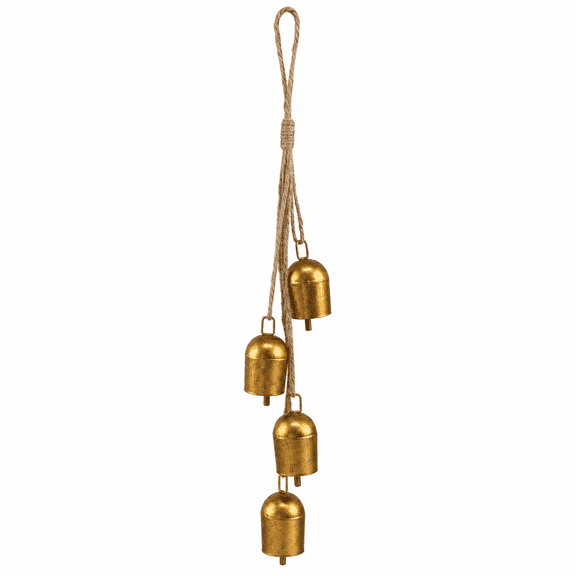 Kabuer Christmas Bells for Decoration Gold Cow Bell With Jute Hanging Rope for Home Decor DIY Wreaths,Weddings,Christmas Tree, Vintage 4-Piece Set