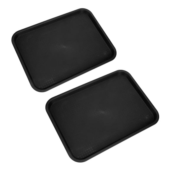 Suodoka 2pcs Rectangular Plastic Serving Tray Thickened Slip-Resistant Fast Food Tray for Dining Hall & Restaurant, Black