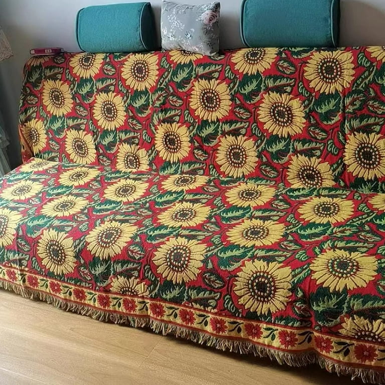 Red Sunflower Throw Blanket with Fringe Boho Throw Blankets Red Sunflower Throw Blanket with Fringe Boho Throw Blankets
