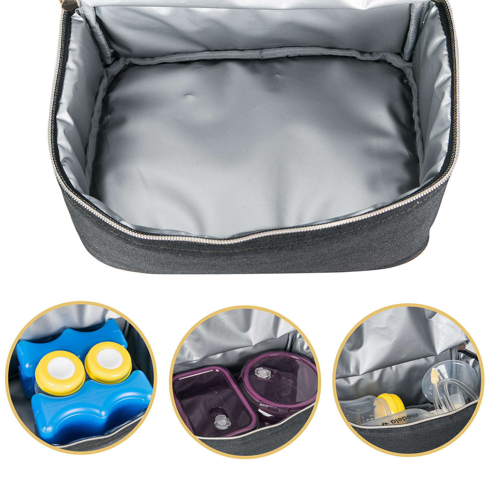 Breast Pump Bag Backpack - Cooler and Moistureproof Bag Double Layer for Mother Baby Bottle Breast Milk Pump Outdoor Working Backpack