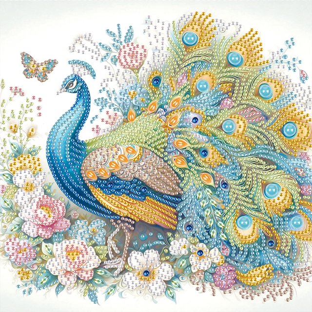 5D DIY Con Forma Especial Parcial Pavo Real 30x30cm