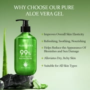Aloderma 99% Organic Aloe Vera Gel, Bottled within 12 Hours of Harvest (300g, 10.6 oz), No Sticky Residue - No Powder Concentrates or Water Added - Eco-Friendly