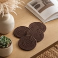 thumbnail image 4 of 4 Pcs Round Woven Coasters Set, Cotton Absorbent Drink Coasters, Heat Resistant Tabletop Protectors for Coffee Tables & Desks(Red), 4 of 5
