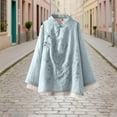 thumbnail image 7 of YanHoo Vintage Floral Embroidery Knitting Cotton Tops for Women Chinese Frog Button Long Sleeve Tang Suit Hanfu Loose Casual Blouses Shirts Light Blue,XL, 7 of 7