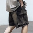 thumbnail image 6 of Denim Shorts For Man Elastic Waist Short Jeans With Pockets Summer Comfort Dailywear Bottoms, 6 of 6