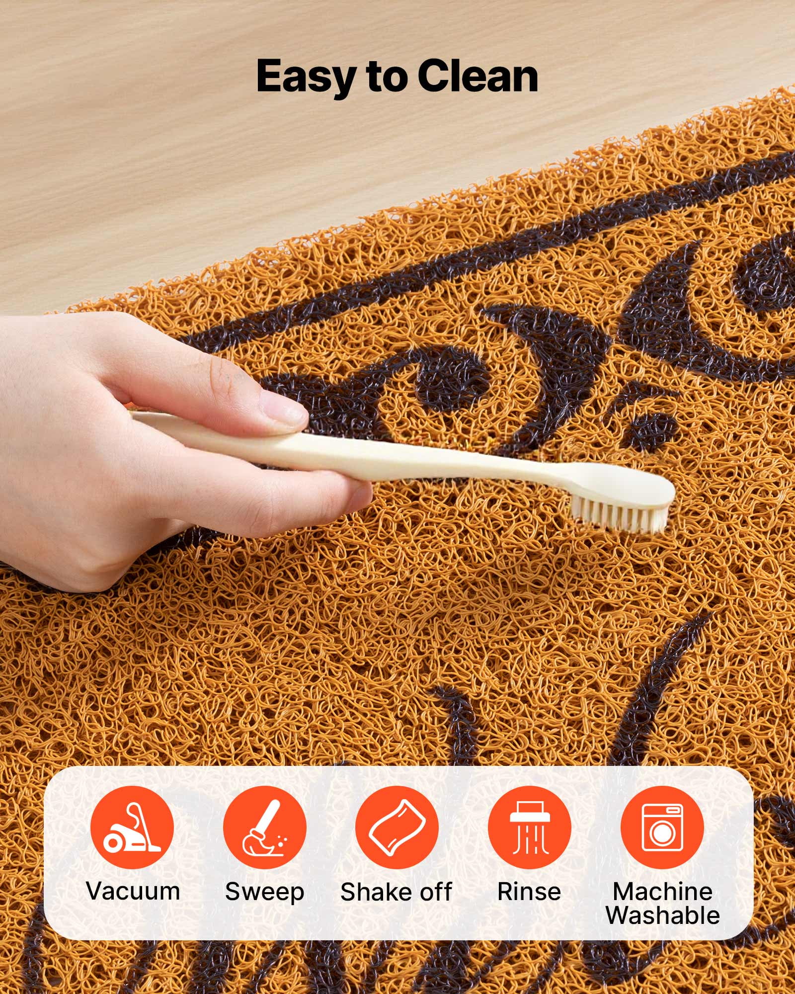 VEVOR Door Mat, Welcome Doormat for Outdoor Entrance, 29.5" x 17" All-Weather Faux Coir Entryway Mat with Non-Slip Backing, Low-Profile & Easy-to-Clean Front Door Mats for Garage, Backyard, Patio