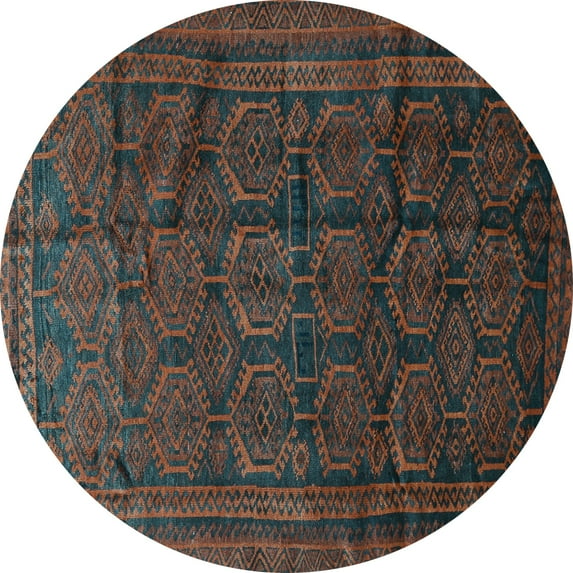 Ahgly Company Indoor Round Persian Light Blue Traditional Area Rugs, 7' Round