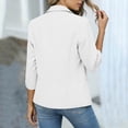 thumbnail image 4 of MORESEC Women's 3/4 Sleeve Collared Button Down Jacket Elegant Casual Blazer Cardigan Beach Cover Up Spring Summer Fashion Outerwear, White S, 4 of 9
