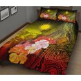thumbnail image 2 of Islas Marshall Juego de Cama Colcha - Ballena Jorobada con Flores Tropicales (Amarillo), 2 of 5