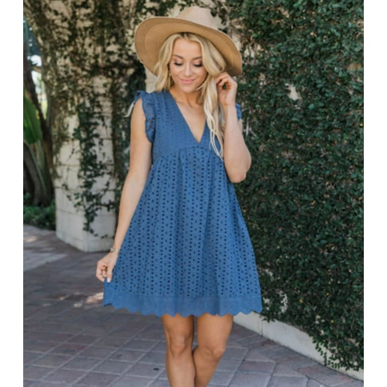 QWZNDZGR 2022 New Mid-Length Dress Lace Jacquard Cut-Out Pocket Lining  Shorts V-Neck Large Dress - Walmart.com