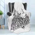 thumbnail image 4 of Adventure Soft Flannel Fleece Throw Blanket, Geometrical Abstract Mountain Landscape Typography Motifs, Cozy Plush for Indoor and Outdoor Use, 50" x 70", Dark Purple Black, by Ambesonne, 4 of 5