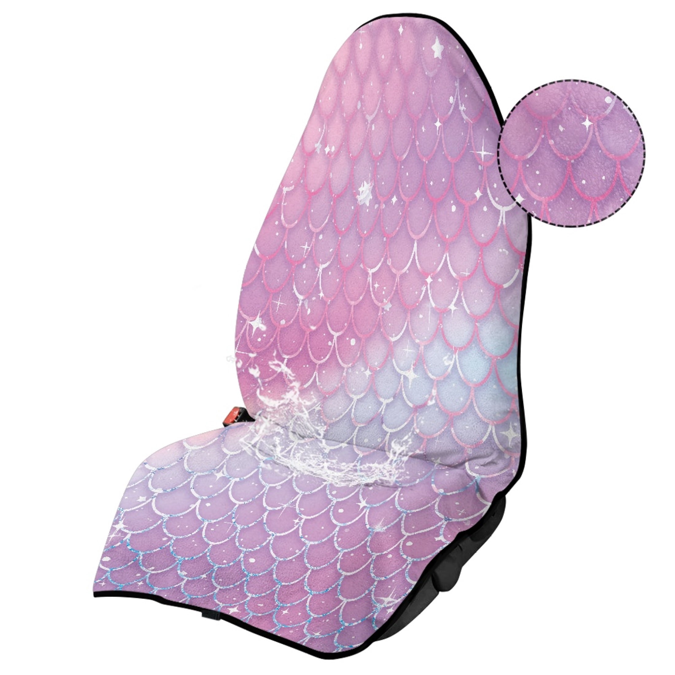 XYZCANDO Pastel Gradient Mermaid Scale Car Seat Cover - Sweatproof & Waterproof Protector | Soft Microfiber, Universal Fit for Cars, SUVs & Trucks
