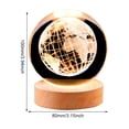 thumbnail image 2 of Base de madera de la lámpara de mesa 3D de la luz de la noche del globo de la galaxia de la luna 3D para la decoración del dormitorio, 2 of 6