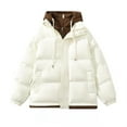 thumbnail image 1 of Funicet Man Solid Color Fake Two Hooded Drawstring Pockets Large Size Coat Cotton-Padded Clothes, 1 of 3