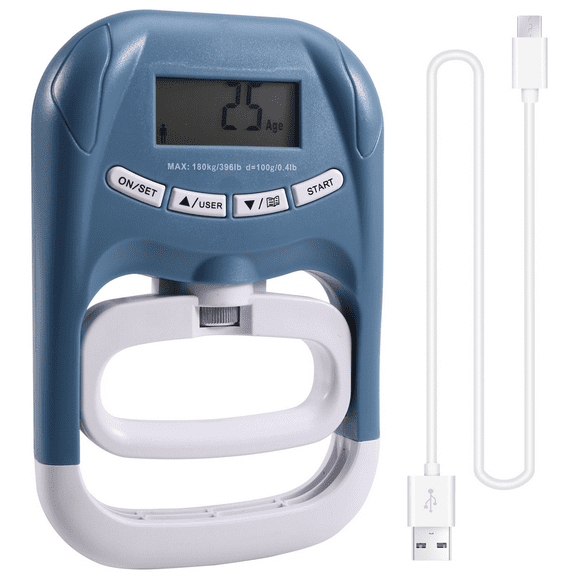 396Lbs/180Kg EH121 Digital Hand Dynamometer Hand Grip Strength Trainer Grip Strengthener for Home School Blue,1 * grip strength trainer,Blue