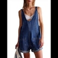 thumbnail image 1 of Mono Corto Informal de Verano para Mujer, con Cuello en V, Sin Mangas, Corte Holgado. Azul Oscuro XL, 1 of 7