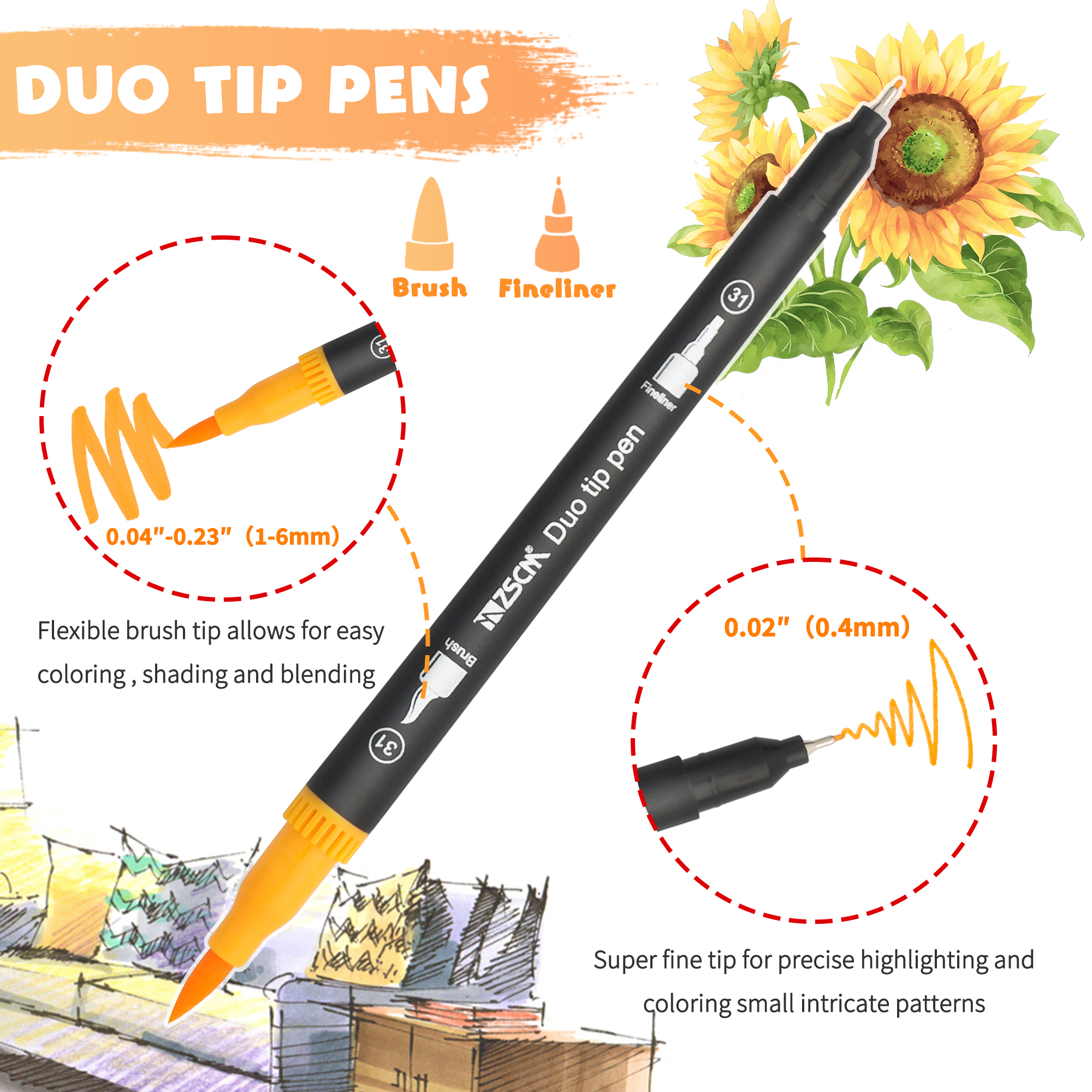 ZSCM 60-Color Dual Tip Art Markers photo 3
